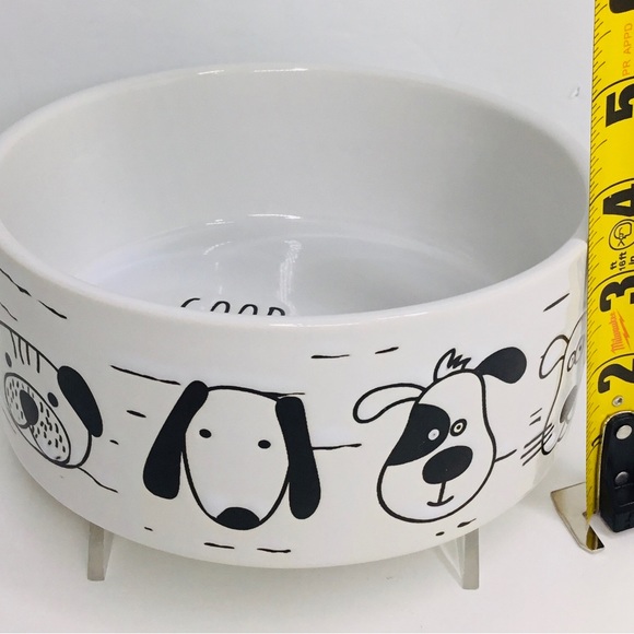 Good Dog, White Ceramic Pet Bowl FACES 6” New - Picture 4 of 7